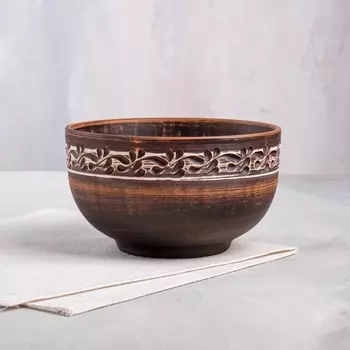 Салатник "Катун", ангоб, красная глина, 0.7 л