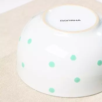 Салатник Доляна «Горошек», 580 мл, керамика, цвет мятный