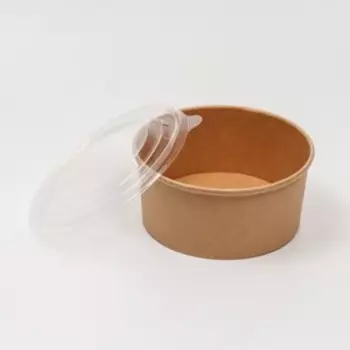 Салатник крафт, с пластиковой крышкой, 1200 мл