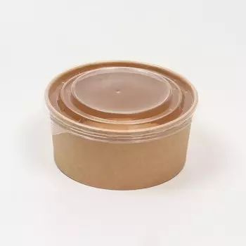 Салатник крафт, с пластиковой крышкой, 1200 мл