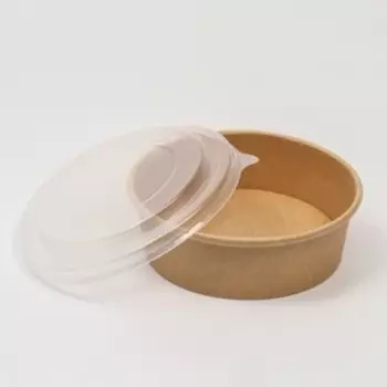 Салатник крафт, с пластиковой крышкой, 500 мл