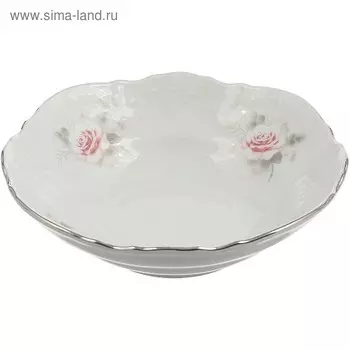 Салатник круглый Bernadotte, декор «Бледные розы, отводка платина», 13 см