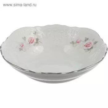 Салатник круглый Bernadotte, декор «Бледные розы, отводка платина», 16 см