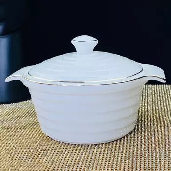 Салатник круглый Lenardi, с крышкой, фарфор, d=16 см