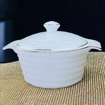 Салатник круглый Lenardi, с крышкой, фарфор, d=28 см