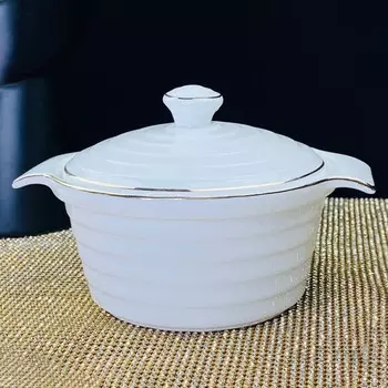 Салатник круглый Lenardi, с крышкой, фарфор, d=24 см