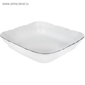 Салатник квадратный Bernadotte, декор «Деколь, отводка платина», 25 см