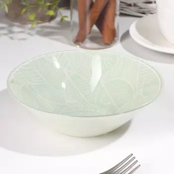 Салатник стеклянный «Ливс», 500 мл, d=16 см, цвет зелёный