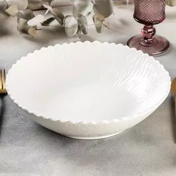 Салатник Magistro «Цветок Бланш», d=26.5 см, фарфор, белый