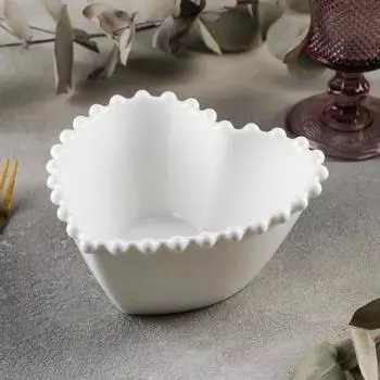 Салатник Magistro «Сердце», 550 мл, d=15.5 см, фарфор, белый