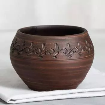 Салатник "Маврика", гончарный, декор, красная глина, 1 л