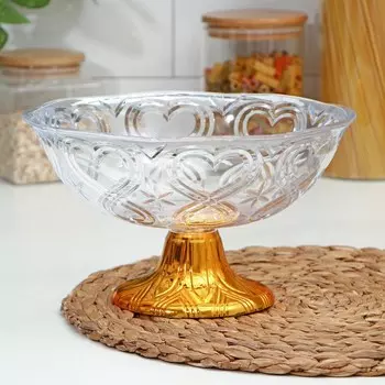 Салатник на ножке Доляна, 2213 см, цвет золотистый