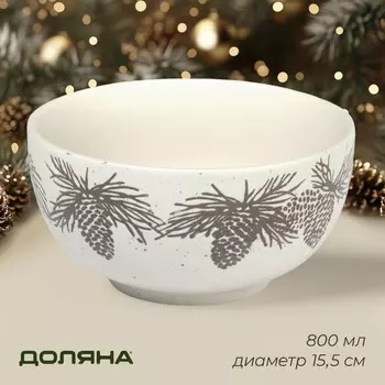 Салатник новогодний Доляна Snow cones, 800 мл, d=15.5 см, керамика, белый
