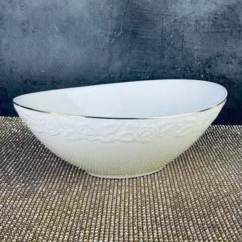 Салатник овальный Lenardi «Белая роза», длина 20.5 см