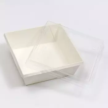 Салатник с плоской крышкой, белый, 13 х 13 х 4,5 см, 0,55 л