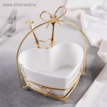 Салатник «Сердце», 740 мл, 9×20,5 см, 4 вилочки