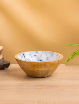 Салатник «Синие птицы», 17.517.56.5 см, дерево манго