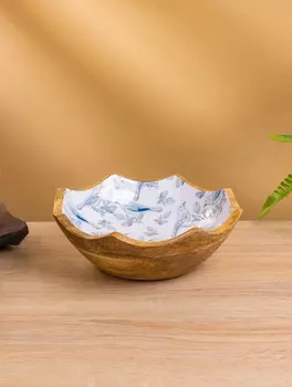 Салатник «Синие птицы», 20208 см, дерево манго