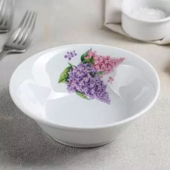 Салатник Добрушский завод «Сирень», 360 мл, d=14.5 см, фарфор, белый