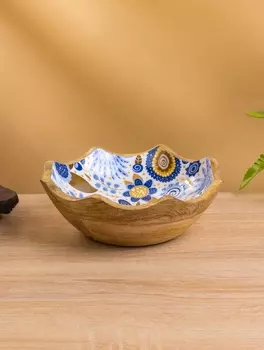 Салатник «Васильки», 20208 см, дерево манго