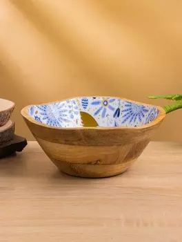 Салатник «Васильки», 232310.5 см, дерево манго