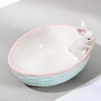 Салатник «Зайка», 350 мл, 18×14×11 см, розовый ободок