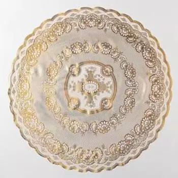 Салфетка ажурная для стола «Цветущая», 6060 см, ПВХ, цвет золотой