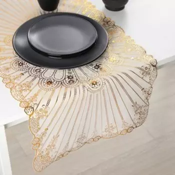 Салфетка сервировочная на стол «Лучи», ажурная, 8440 см, ПВХ, золотая