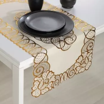Салфетка ажурная ПВХ 84х40 см, цвет золото