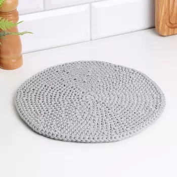 Салфетка на стол сервировочная, d=25 см, полиэфирное волокно, серый