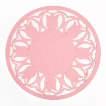 Салфетка декоративная Доляна"Тюльпаны" цвет розовый,d 30 см, 100% п/э, фетр