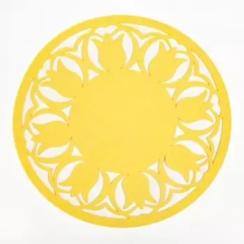 Салфетка декоративная Доляна"Тюльпаны" цвет желтый,d 30 см, 100% п/э, фетр