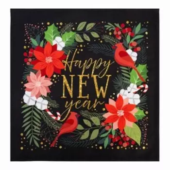 Салфетка декоративная "Happy new year" 40х40 см, 100% хл, саржа 190 гр/м2