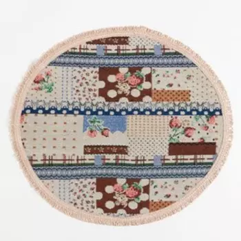 Салфетка на стол Этель «Пэчворк» с бахромой d40 ± 2 см