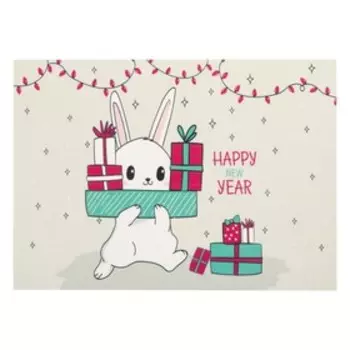 Новогодняя салфетка на стол "Заяц", ПВХ, 40*29 см