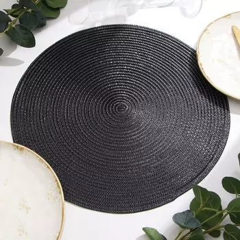 Салфетка сервировочная «Доляна», чёрная, d=38 см