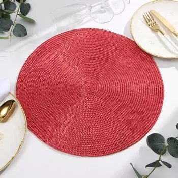 Салфетка сервировочная «Доляна», красная, d=38 см