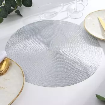 Салфетка сервировочная «Доляна», серебро, d=38 см