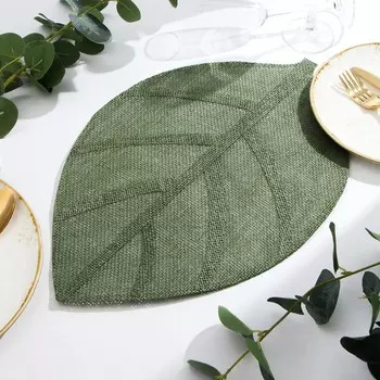 Салфетка сервировочная Доляна "Листочки", цв.зеленый, 30*45 см