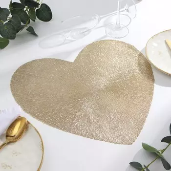 Салфетка сервировочная «Доляна. Сердце», золото, d=38 см