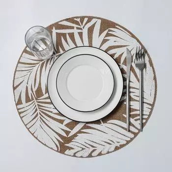 Салфетка сервировочная «Листья», d=38 см, цвет белый