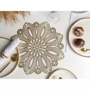 Салфетка сервировочная на стол «Цветок», d=38 см, цвет золотой