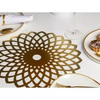 Салфетка сервировочная на стол «Дэми», d=37 см, цвет золотой