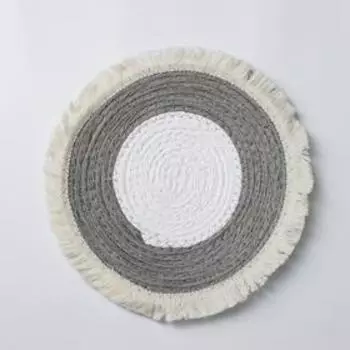 Салфетка сервировочная на стол Доляна «Бахрома», d=25 см, цвет серый