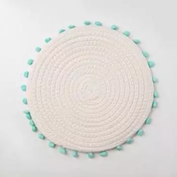 Салфетка сервировочная на стол Доляна «Бирюза», d=25 см, цвет белый