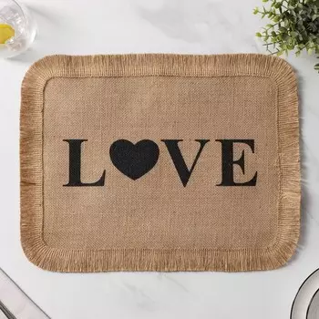 Салфетка сервировочная на стол Доляна «Любовь», 4030 см, бежевая