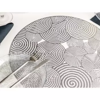 Салфетка сервировочная на стол «Гипноз», d=38 см, цвет серебро