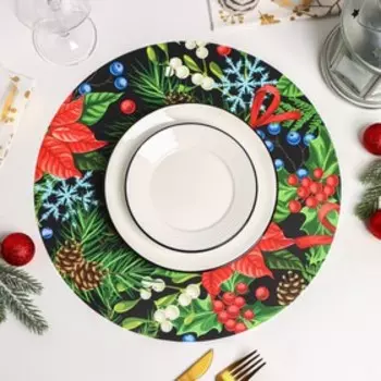 Салфетка сервировочная на стол Доляна «Пуансеттия», d=36 см