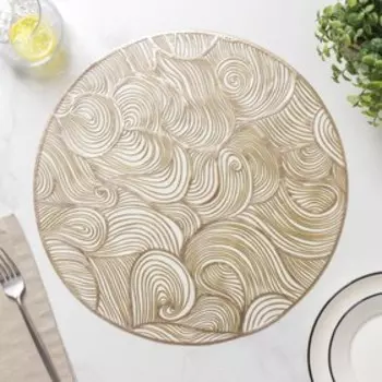 Салфетка сервировочная на стол «Облака», d=38 см, цвет золотой