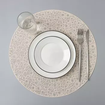 Салфетка сервировочная на стол «Пузырьки», d=38 см, цвет бежевый